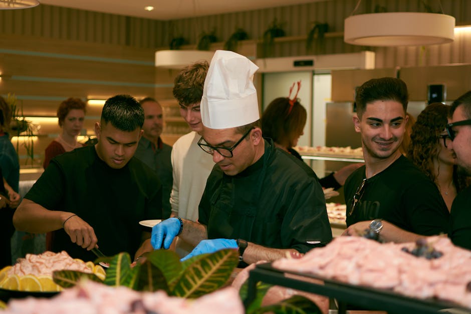 Expert catering team in action
